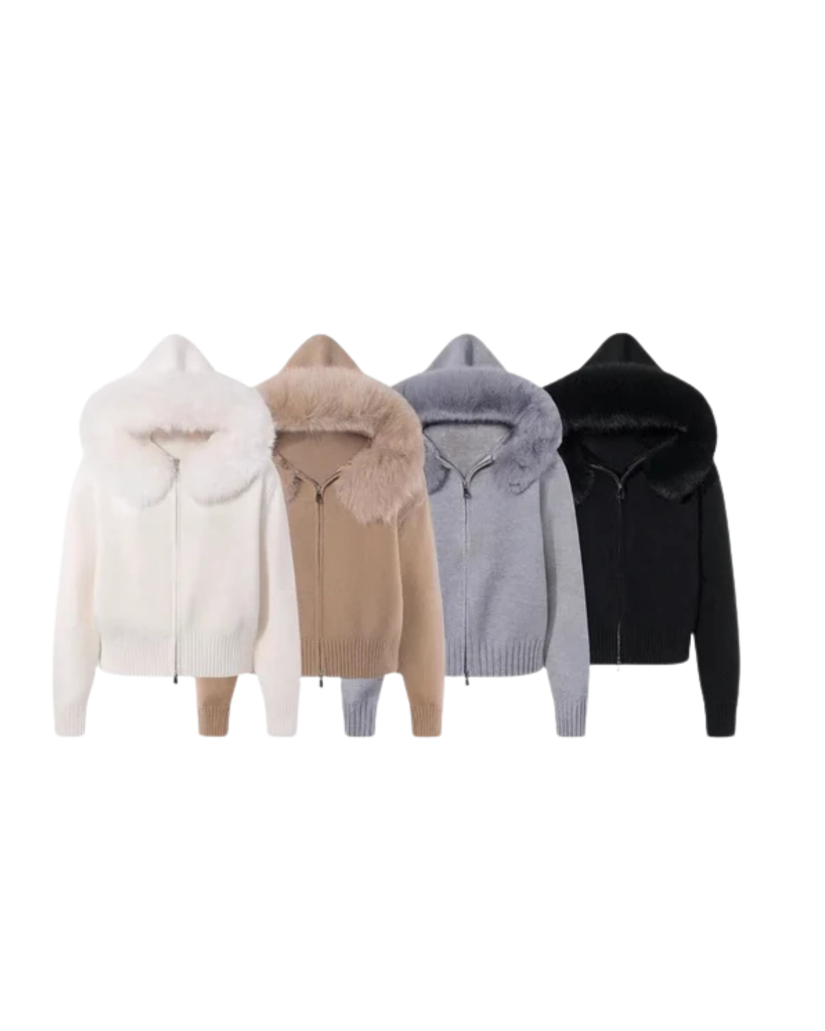 ELLESA - STRICKJACKE MIT KUNSTFELLKRAGEN