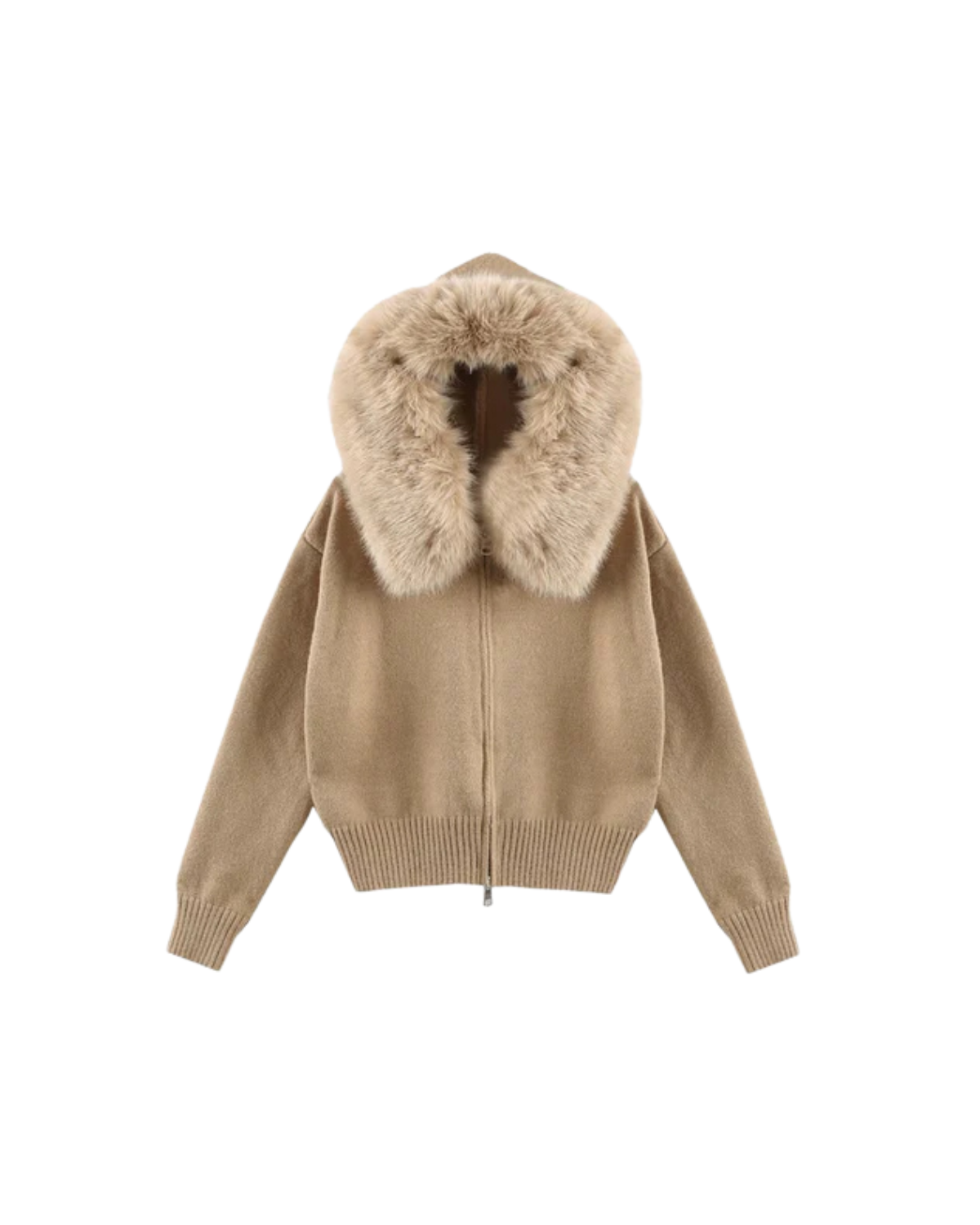 ELLESA - STRICKJACKE MIT KUNSTFELLKRAGEN