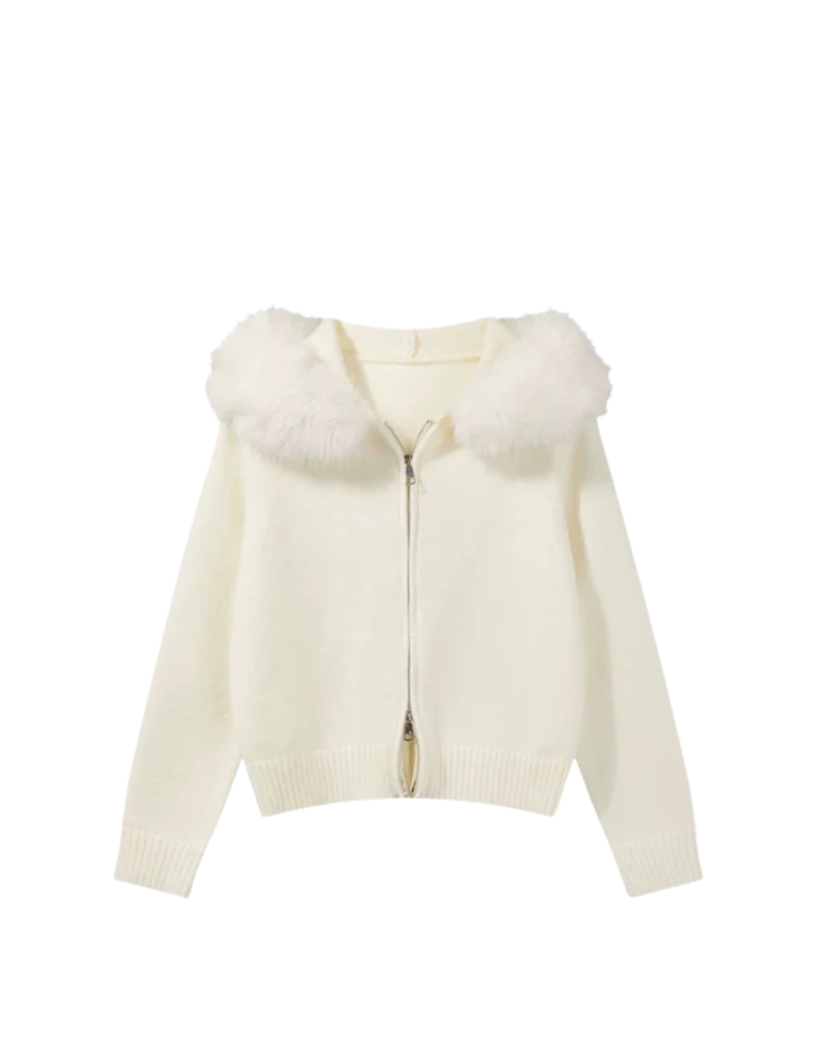 ELLESA - STRICKJACKE MIT KUNSTFELLKRAGEN