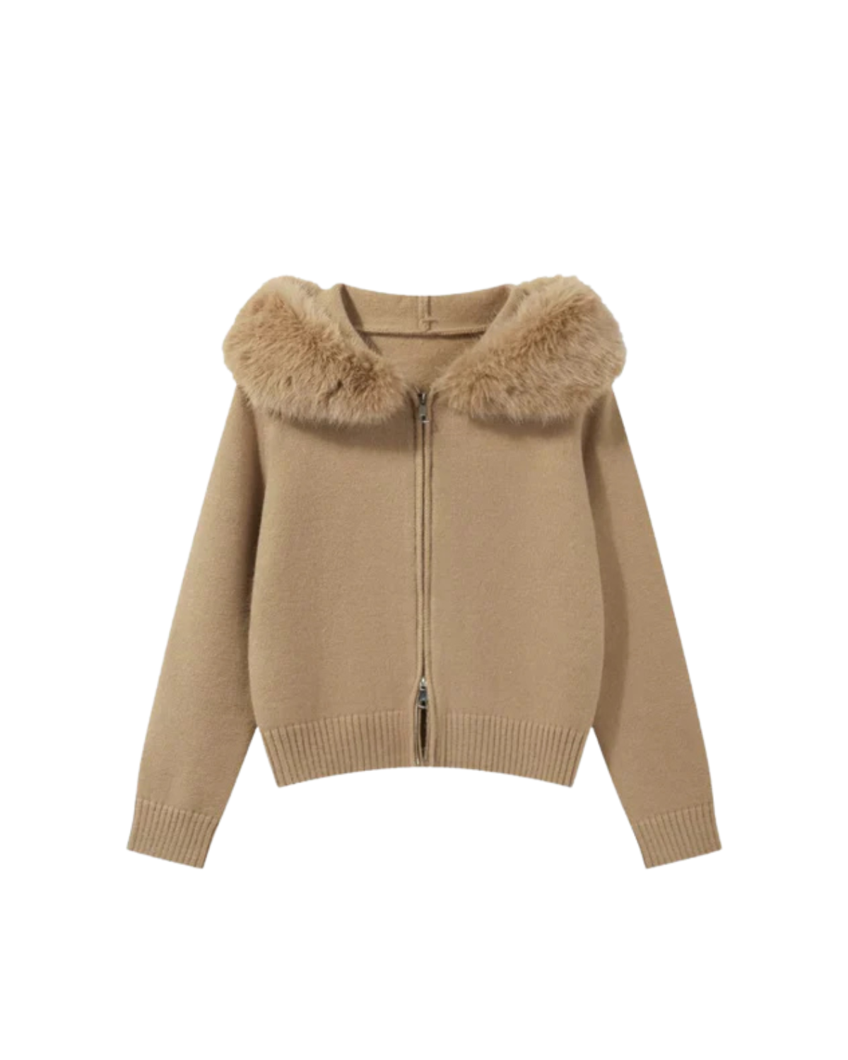 ELLESA - STRICKJACKE MIT KUNSTFELLKRAGEN