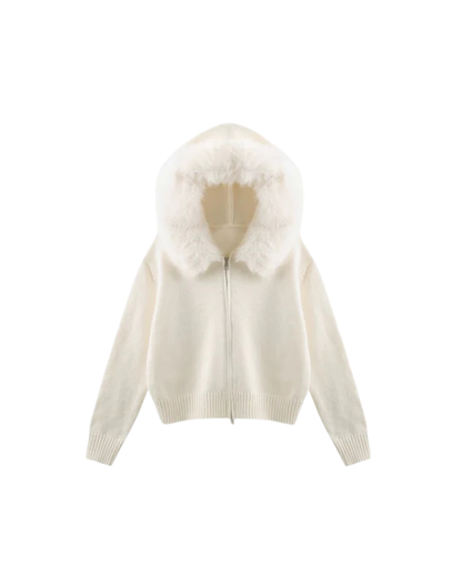 ELLESA - STRICKJACKE MIT KUNSTFELLKRAGEN